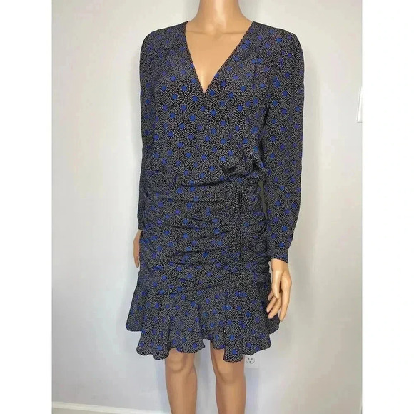 Veronica Beard  Lou Lou Ruched Dress size 6 100% Silk long sleeve mini - Picture 4 of 13
